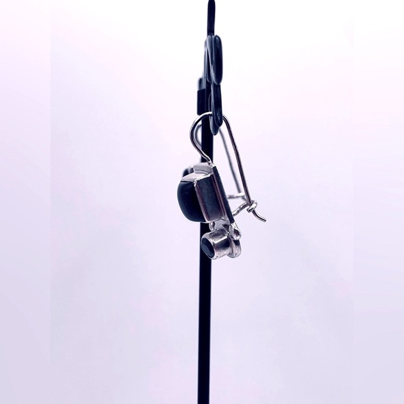 Silpada Vintage Rare Sterling Silver Onyx & Smoky Quartz Locking Wire Earrings - Picture 2 of 14